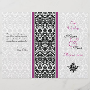 Purple and Black Damask Wedding Program