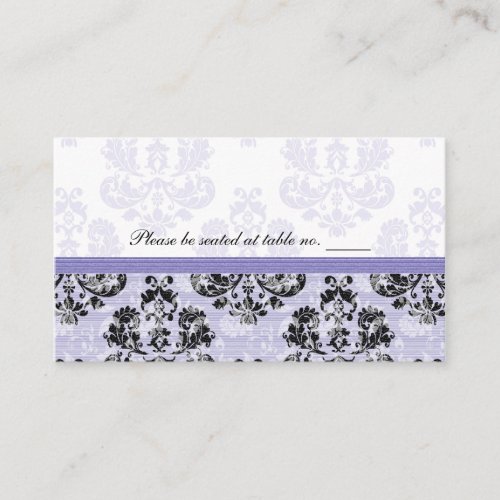 Purple and Black Damask Wedding Table Place Cards Business Card Templates