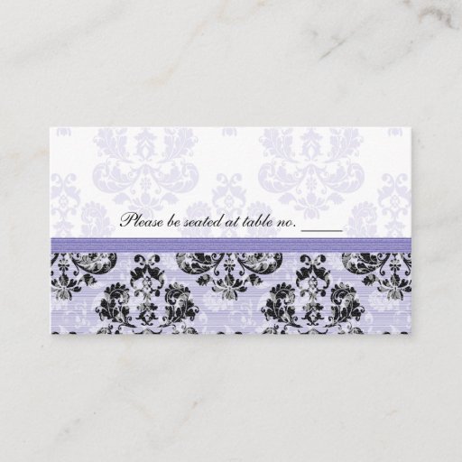 Customizable Purple and Black Damask Wedding Table Place Cards Business Card Templates