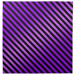 Purple and Black Diagonal Stripes Cloth Napkin