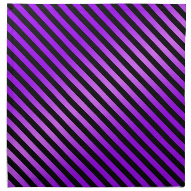 Purple and Black Diagonal Stripes Cloth Napkin (Front)