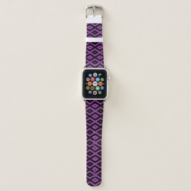 Purple and black diamond pattern apple watch band (Front)