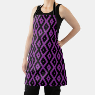 Purple and black diamond pattern apron
