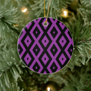 Purple and black diamond pattern ceramic ornament
