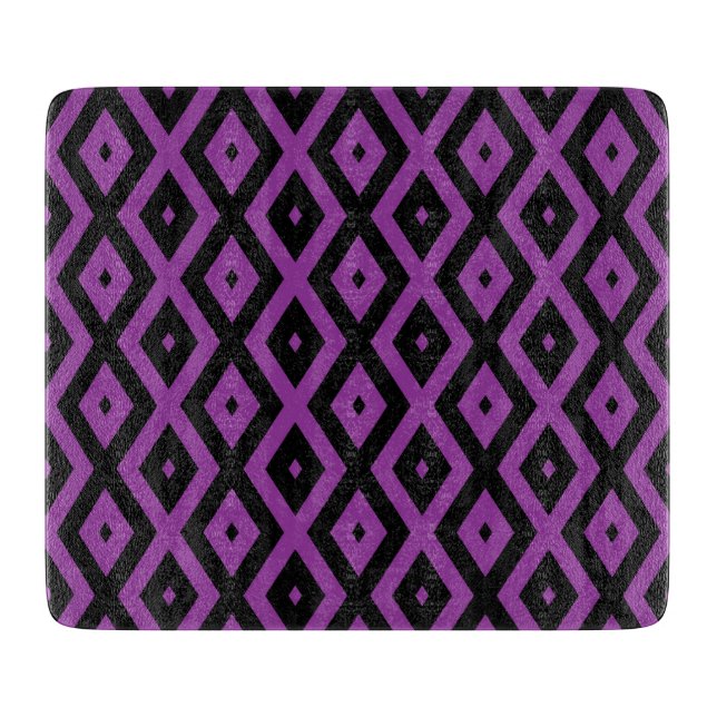 Purple and black diamond pattern cutting board (Front)