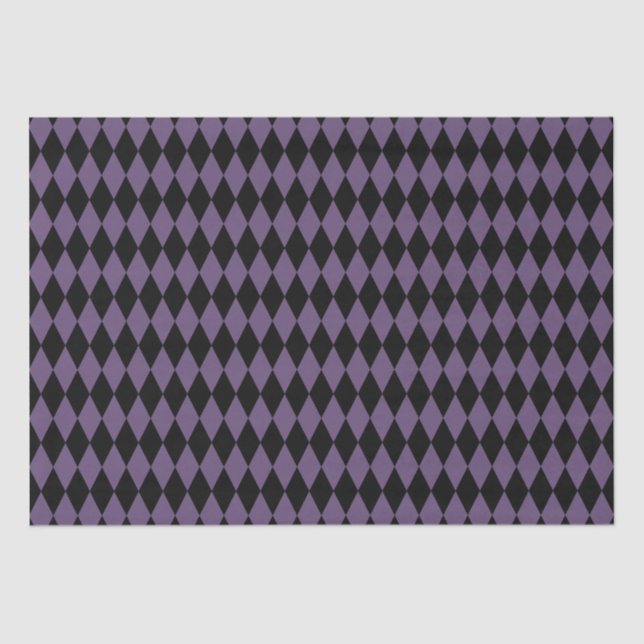 Purple and Black Diamond Pattern Halloween Tissue Paper (Front)