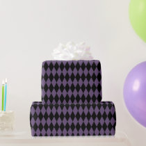 Purple and Black Diamond Pattern Halloween Wrapping Paper