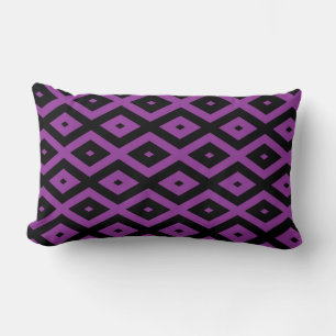 Purple and black diamond pattern lumbar pillow
