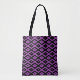 Purple and black diamond pattern tote bag
