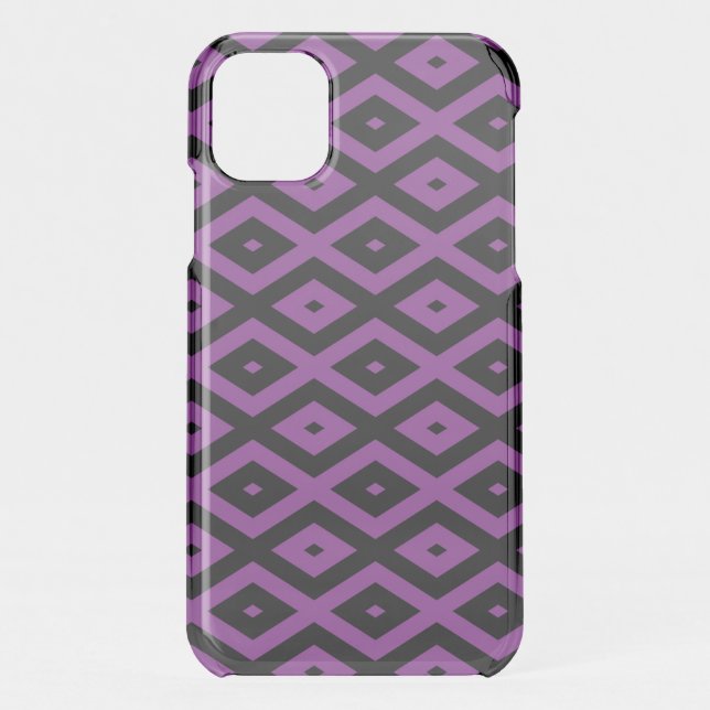 Purple and black diamond pattern uncommon iPhone case (Back)