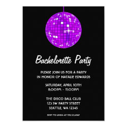 Purple and Black Disco Ball Bachelorette Party Card