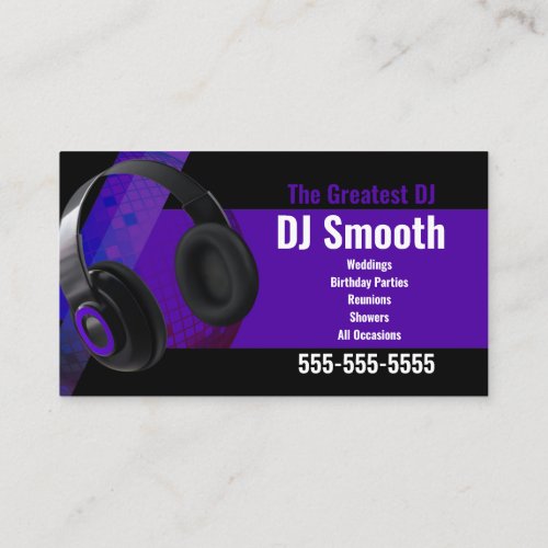 Purple and Black Dj Business Card