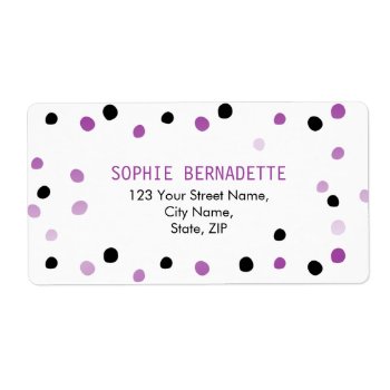 Purple And Black Dots Label by byDania at Zazzle