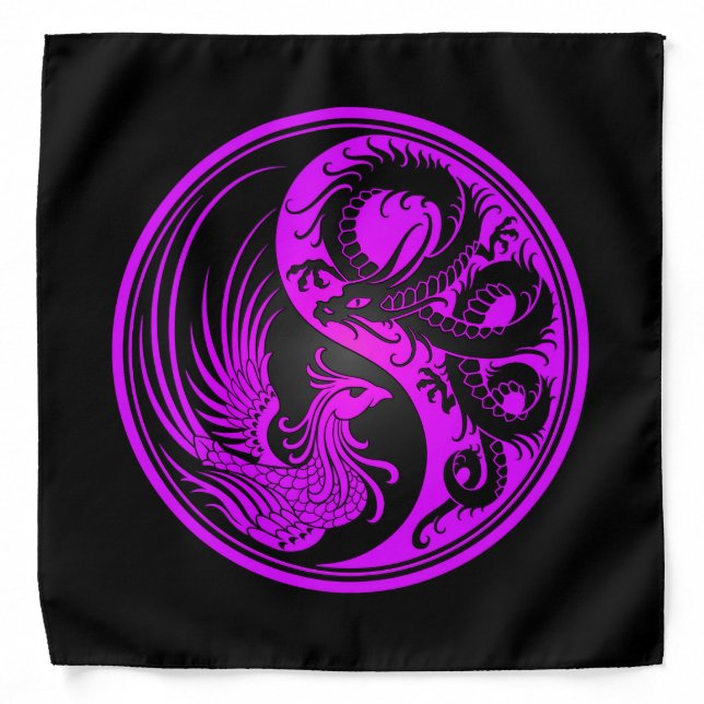 Purple and Black Dragon Phoenix Yin Yang Bandana (Front)