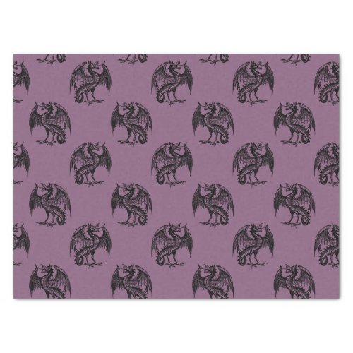 Purple and Black Dragons Pattern Halloween Tissue Paper