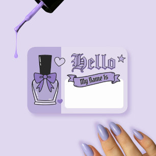 Purple and Black Edgy Gothic Lettering Nail Tech  Name Tag