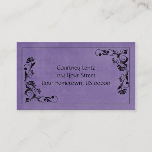 Purple and Black Floral Business Card