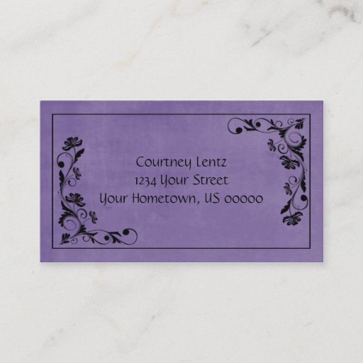 Customizable Purple and Black Floral Business Card
