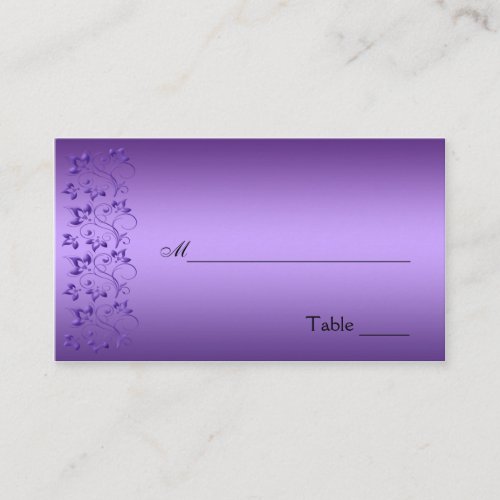 Purple and Black Floral Placecard Business Cards