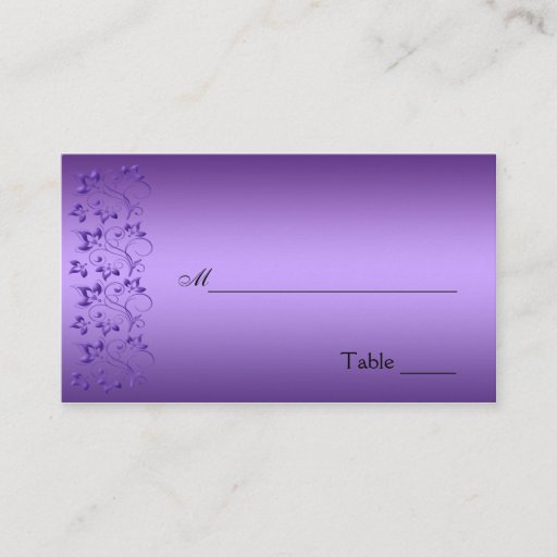 Customizable Purple and Black Floral Placecard Business Cards