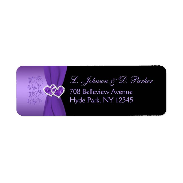 Purple and Black Floral Return Address Label (Front)