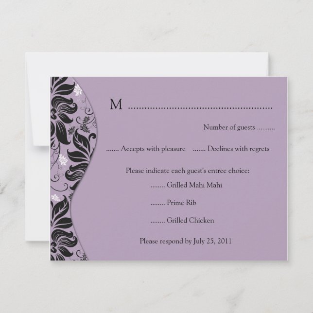 Purple and Black Floral RSVP Card (Front)