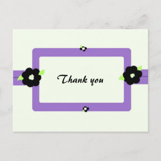Purple and Black Floral Thank You Postcard