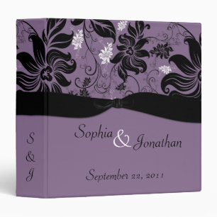 Purple and Black Floral Wedding Binder