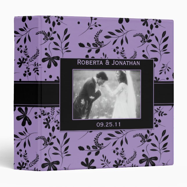 Purple and Black Floral Wedding Binder (Front/Spine)