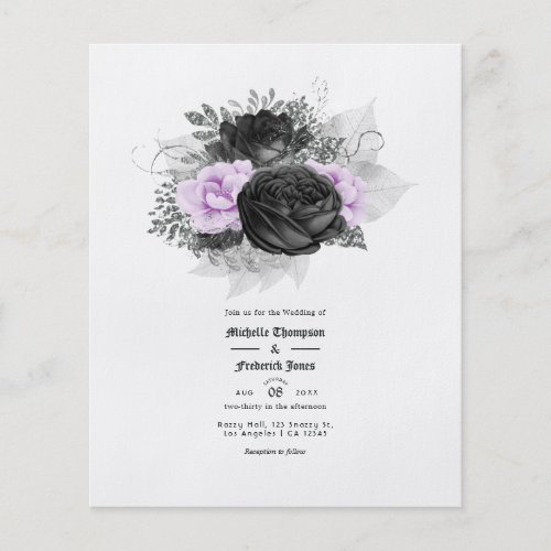 Purple and Black Floral Wedding Invitation Flyer