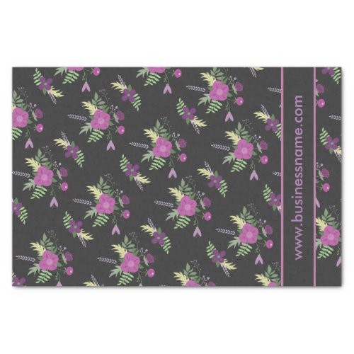 Purple and Black Flower Pattern CustomText Tissue Paper