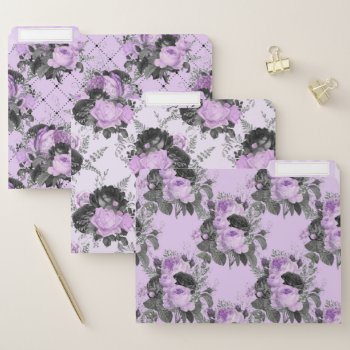Purple And Black Flowers File Folder by JLBIMAGES at Zazzle