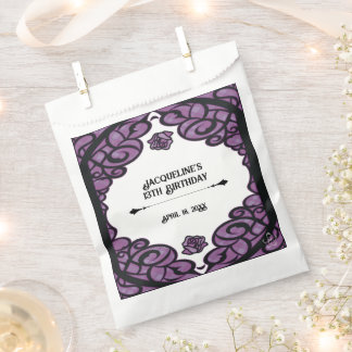 Purple and Black Gated Rose Princess Birthday Favor Bag