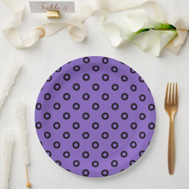 Purple and Black Geo Paper Plates (Wedding)