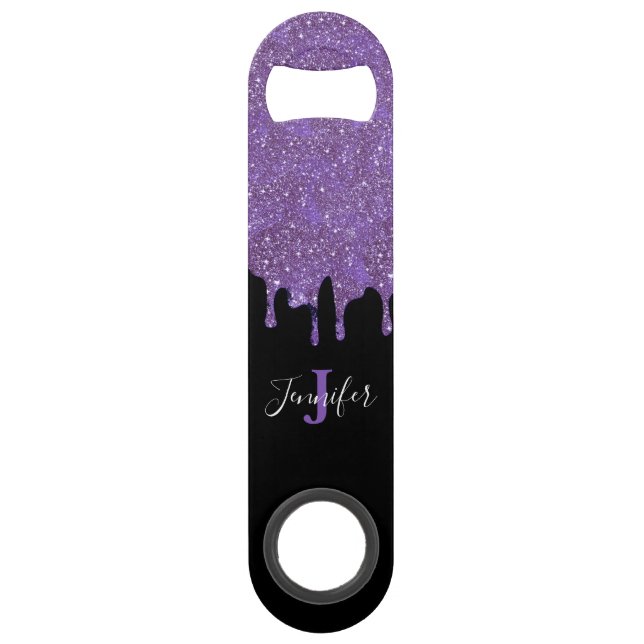Purple and Black Glitter Speed Bottle Opener (Front)