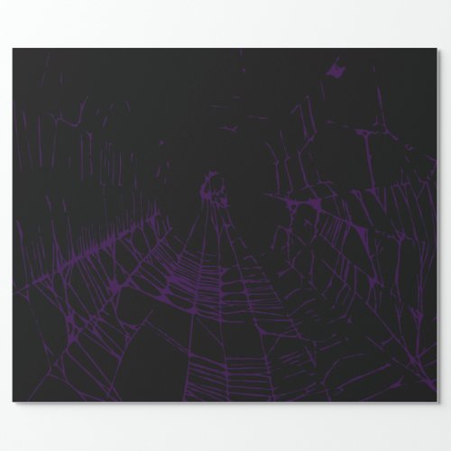 Purple and Black Goth Spiderweb Wrapping Paper