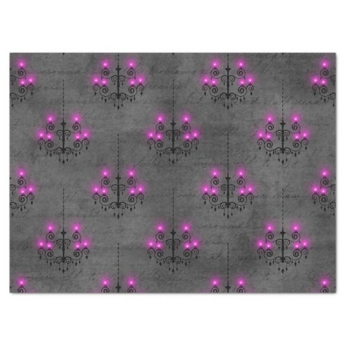 Purple and Black Gothic Chandelier Decoupage Tissue Paper