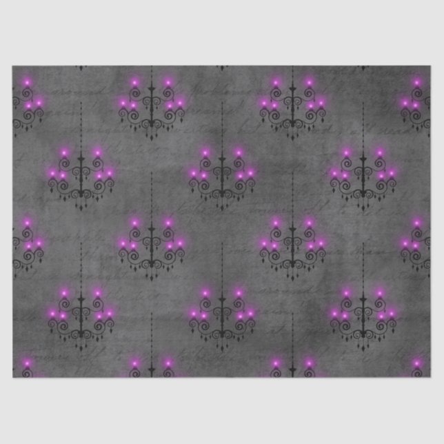 Purple and Black Gothic Chandelier Decoupage Tissue Paper (Front)