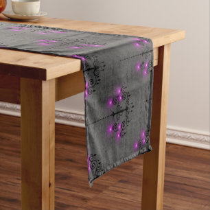 Purple and Black Gothic Chandelier Short Table Runner