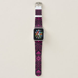Purple and black gothic damask pattern apple watch band