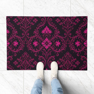 Purple and black gothic damask pattern doormat