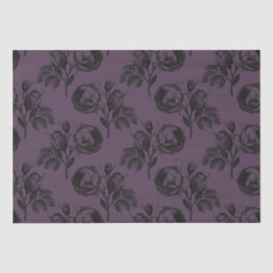 Purple and Black Gothic Floral Pattern Halloween Tissue Paper