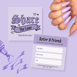 Purple and Black Gothic Nail Salon Referral Card