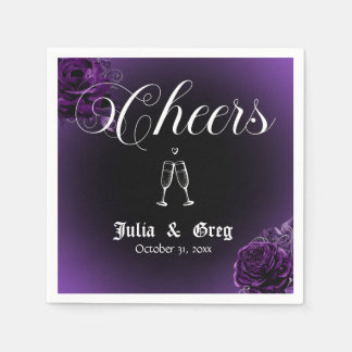Purple and Black Gothic Wedding Cocktail Napkins