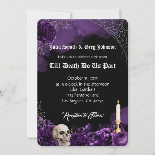 Purple and Black Gothic Wedding Invitation