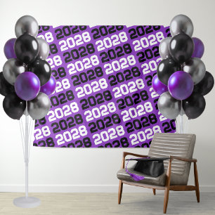 Purple and Black Graduation Class Year Backdrop