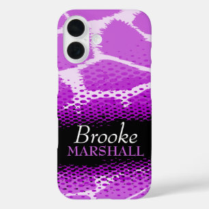 Purple and black graphic animal print iphone case