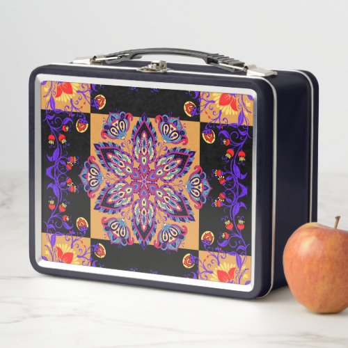 Purple and Black Graphic Artwork Violet Nature Metal Lunch Box