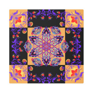 Purple and Black Graphic Artwork, Violet Nature Metal Print
