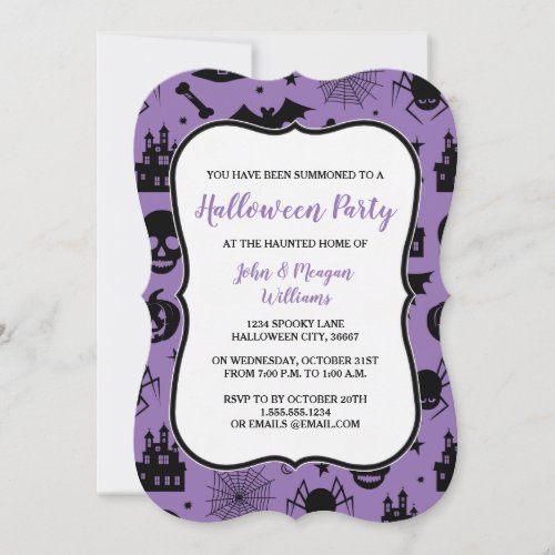 Purple and Black Halloween Party Invitation